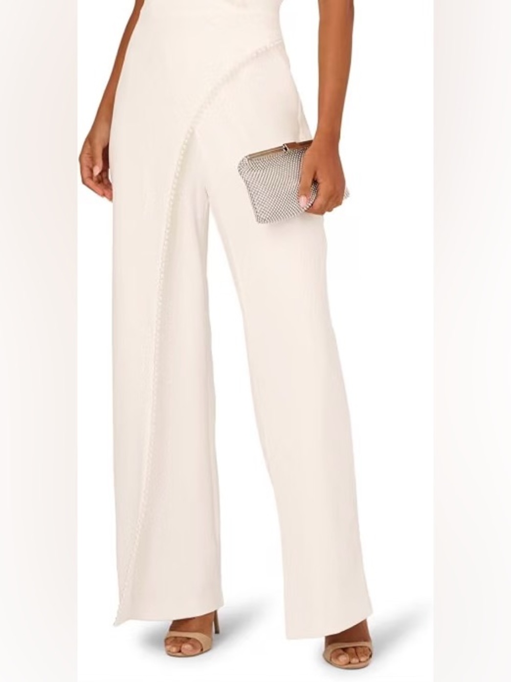 Adrianna Papell White Maxi Skirt with Front Panel Detail